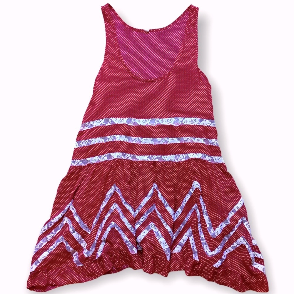 Assorted Brand Red Polka Dot Tank Lace Detail Sz S
